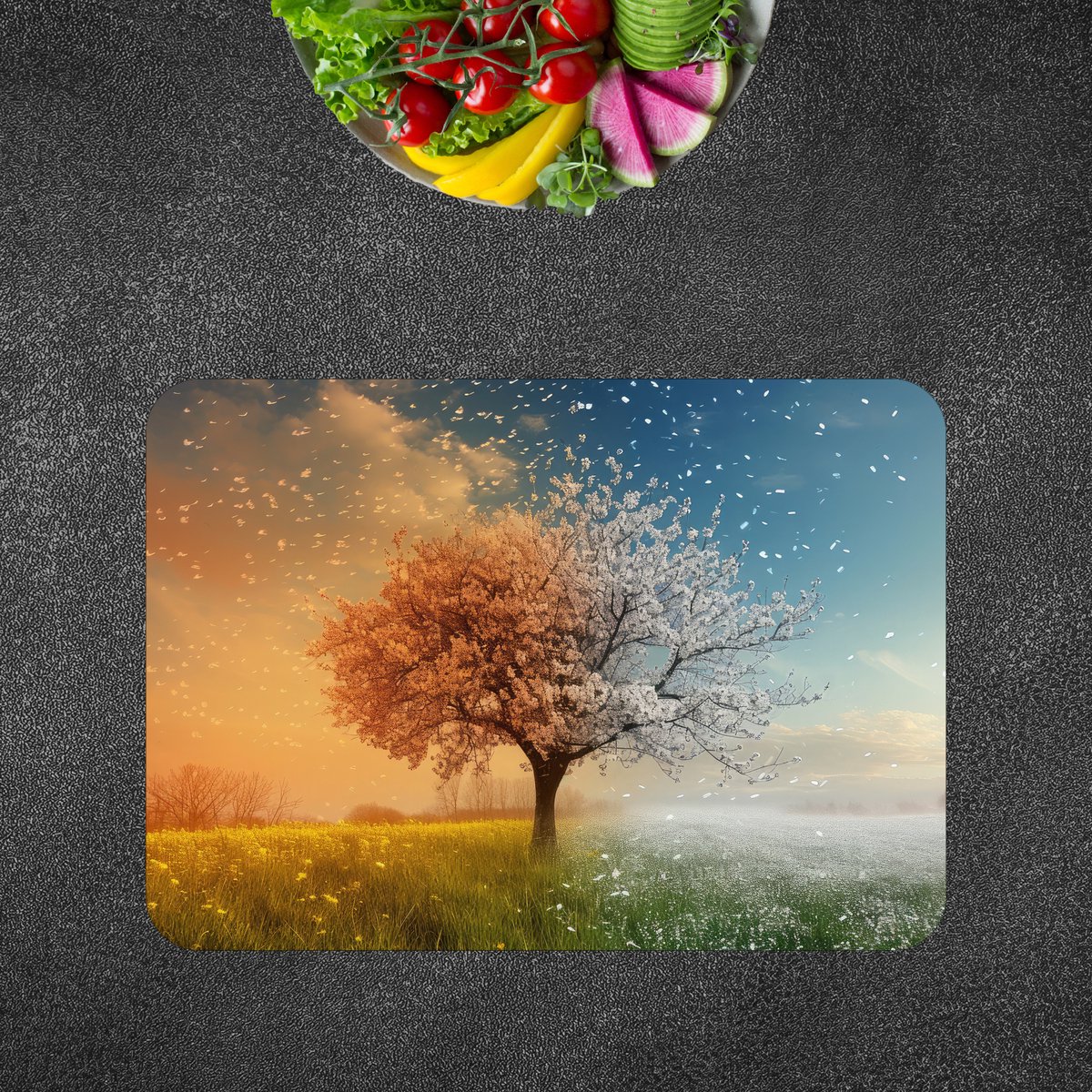 Luxe Placemat - Boom in Alle Seizoenen - Lente - Zomer - Herfst - Winter - Set van 6 Placemats - 40x30 cm - 2 mm dik Vinyl - Anti Slip - Afneembaar — cadeau in Wonen & Interieur - foto 5