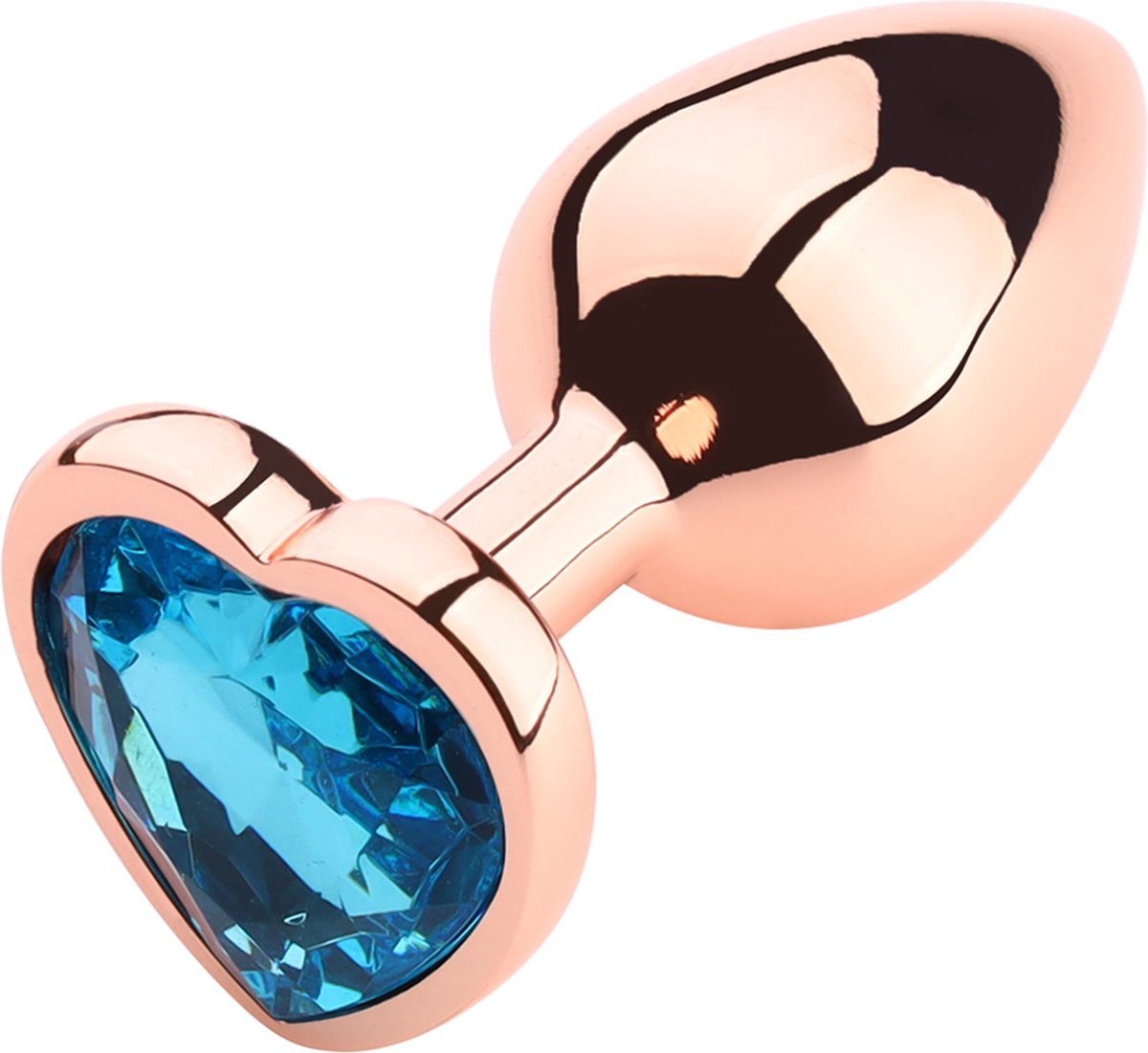 PLGZ - Hartvormige Metalen Buttplug - Rosé Goud - Turquoise Siersteen - Verkrijgbaar in 3 maten Medium