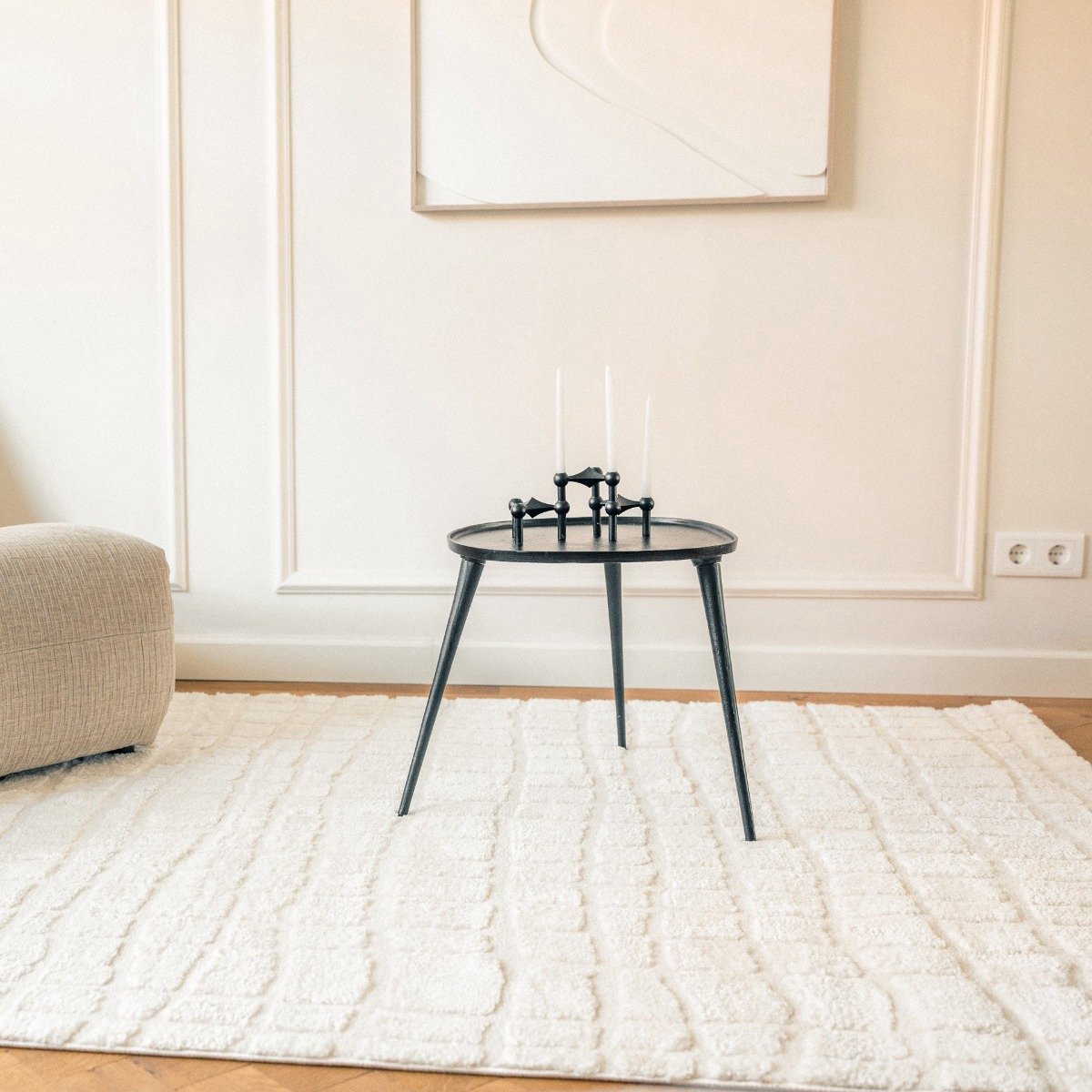 Scandinavisch vloerkleed Malin creme/wit - 160 x 235 cm - (M)