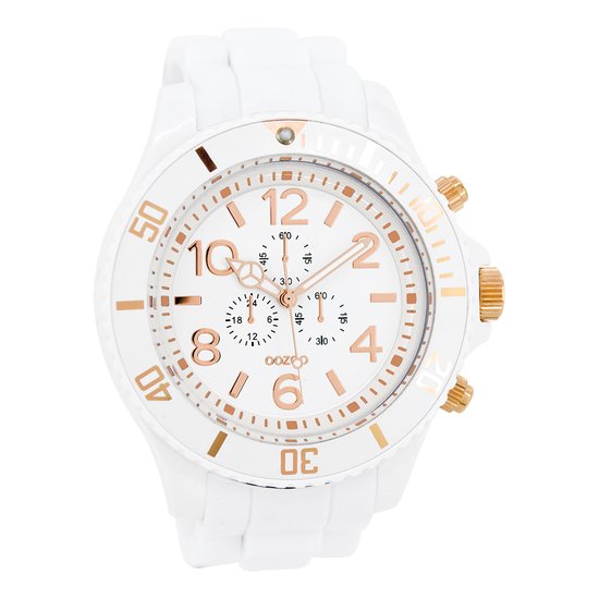 OOZOO Timepieces - Witte horloge met witte rubber band - C4821