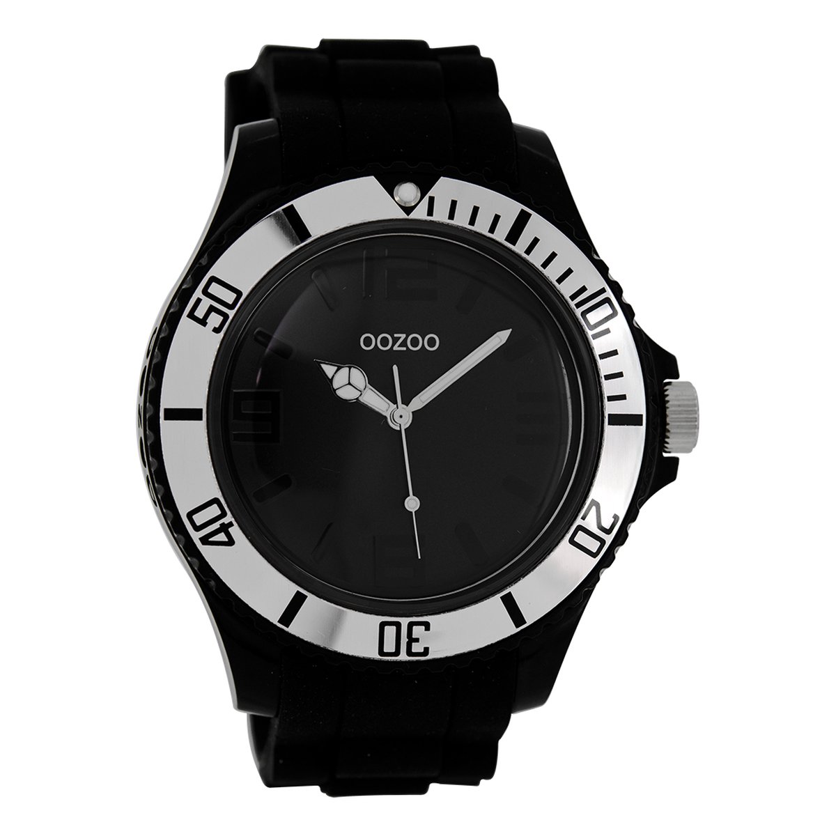 OOZOO Timepieces - Zwarte horloge met zwarte rubber band - C4169