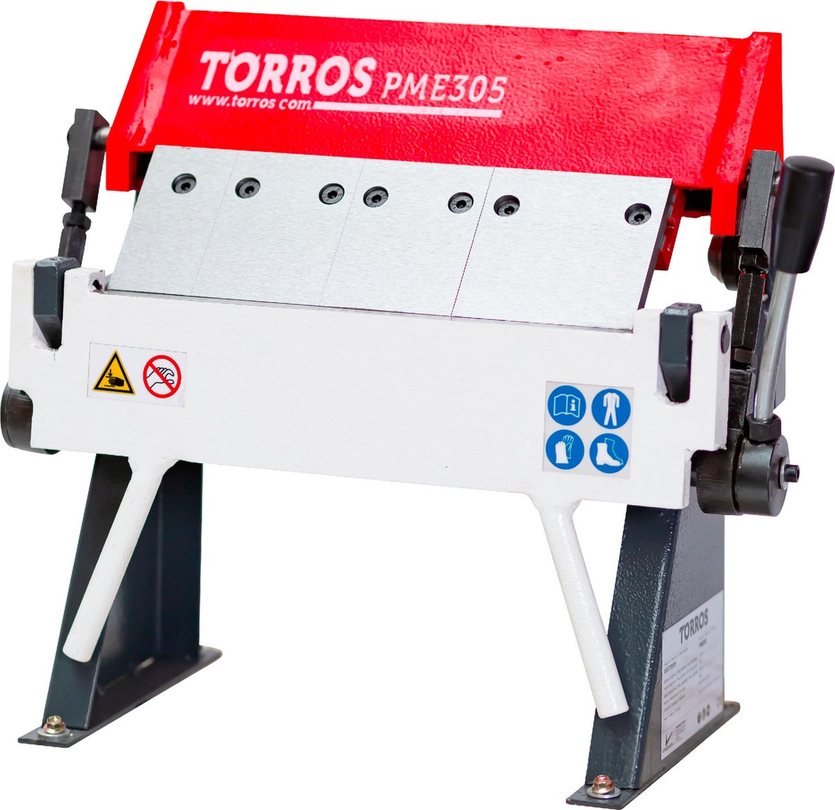 Handbediende zetbank tafelmodel werkbreedte 305 mm plaatdiktes tot 1 mm gesegmenteerd bovenmes Torros PME305