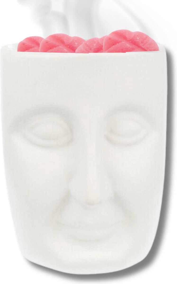 Scentchips Gezicht - Waxbrander - Geurbrander - Oliebrander - Wax Melts Brander - Aromabrander - Ook Geschikt Voor Essentiële Oliën - Geurolie - Waxmelts - Wit