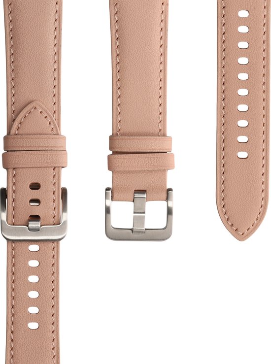 kwmobile Bracelet de montre en cuir adapté au bracelet Huami Amazfit GTS 4 Mini / GTS 2 Mini - Bracelet de montre intelligente en cuir véritable - Bracelet de montre de suivi d'activité en vieux rose / marron