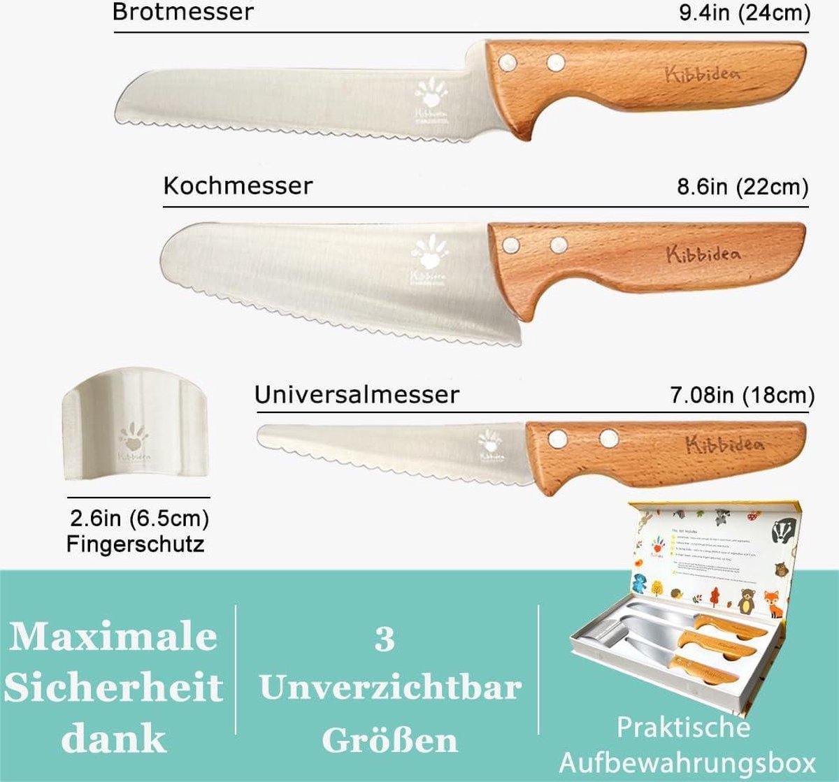 Set De 4 Couteaux Enfants Sécurisés - Lames Inox Arrondies | Pour Cuisiner En Sécurité Dès 3 Ans | Lavable Au Lave-vaisselle