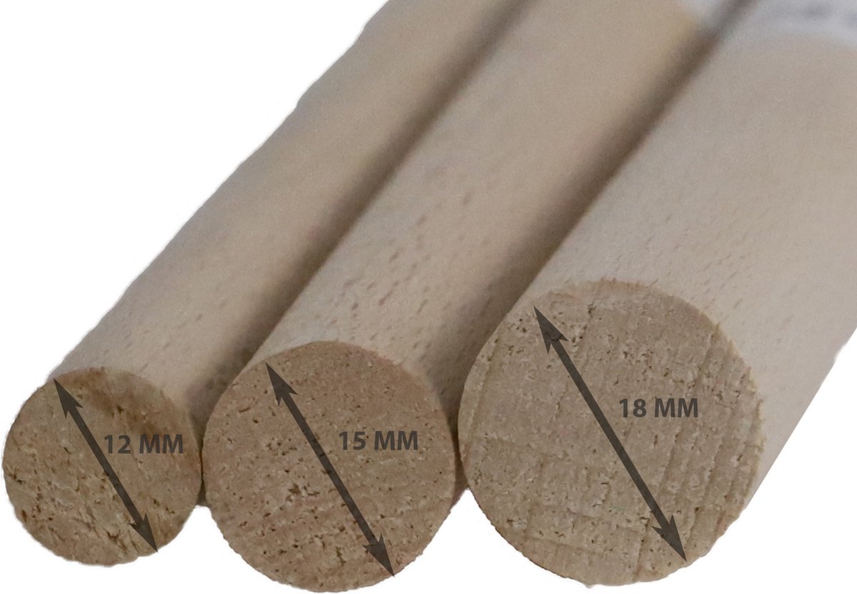 De Boon Zitstok Hout 1 Meter 15MM
