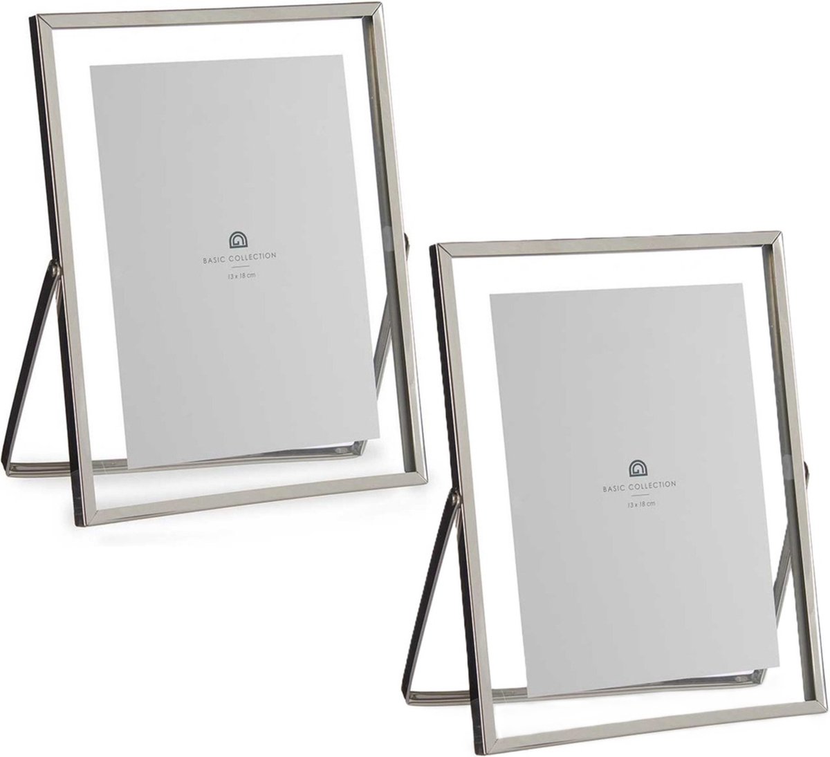 Giftdecor Fotolijstje voor 13 x 18 cm foto - 2x - zilver - metaal - Modern - frame 18 x 23 cm