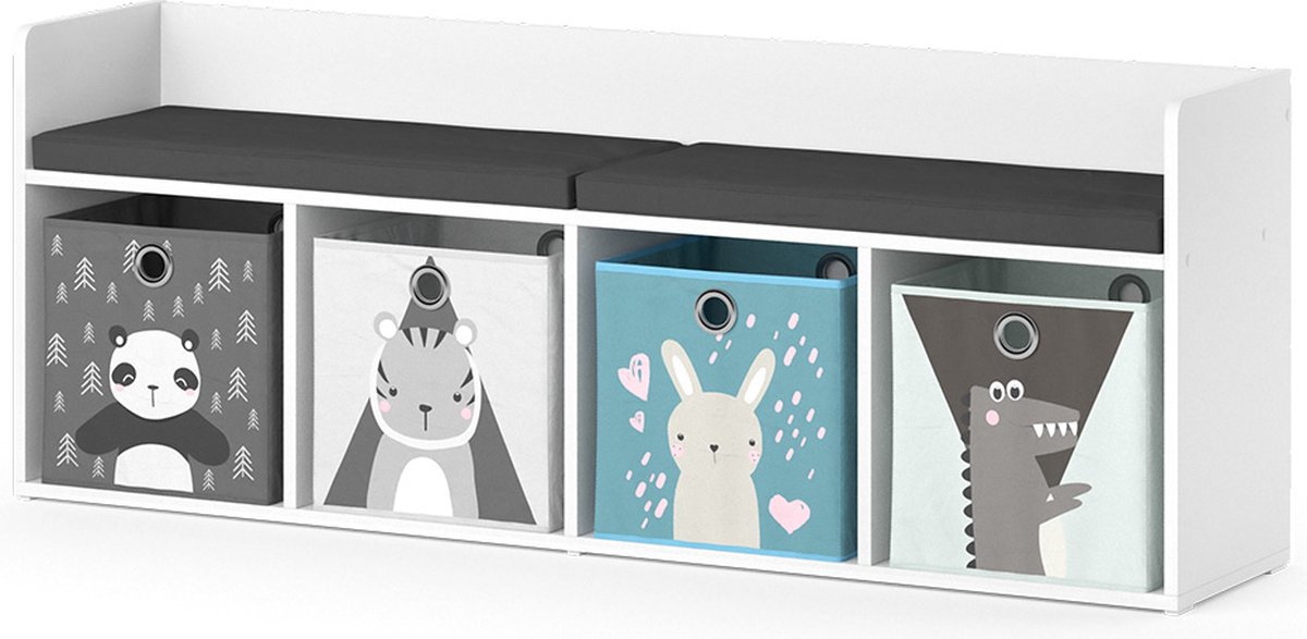Vicco Luigi Kinderboekenkast – 31.2 x 53.4 cm met 4 vouwdozen opt.2 Wit