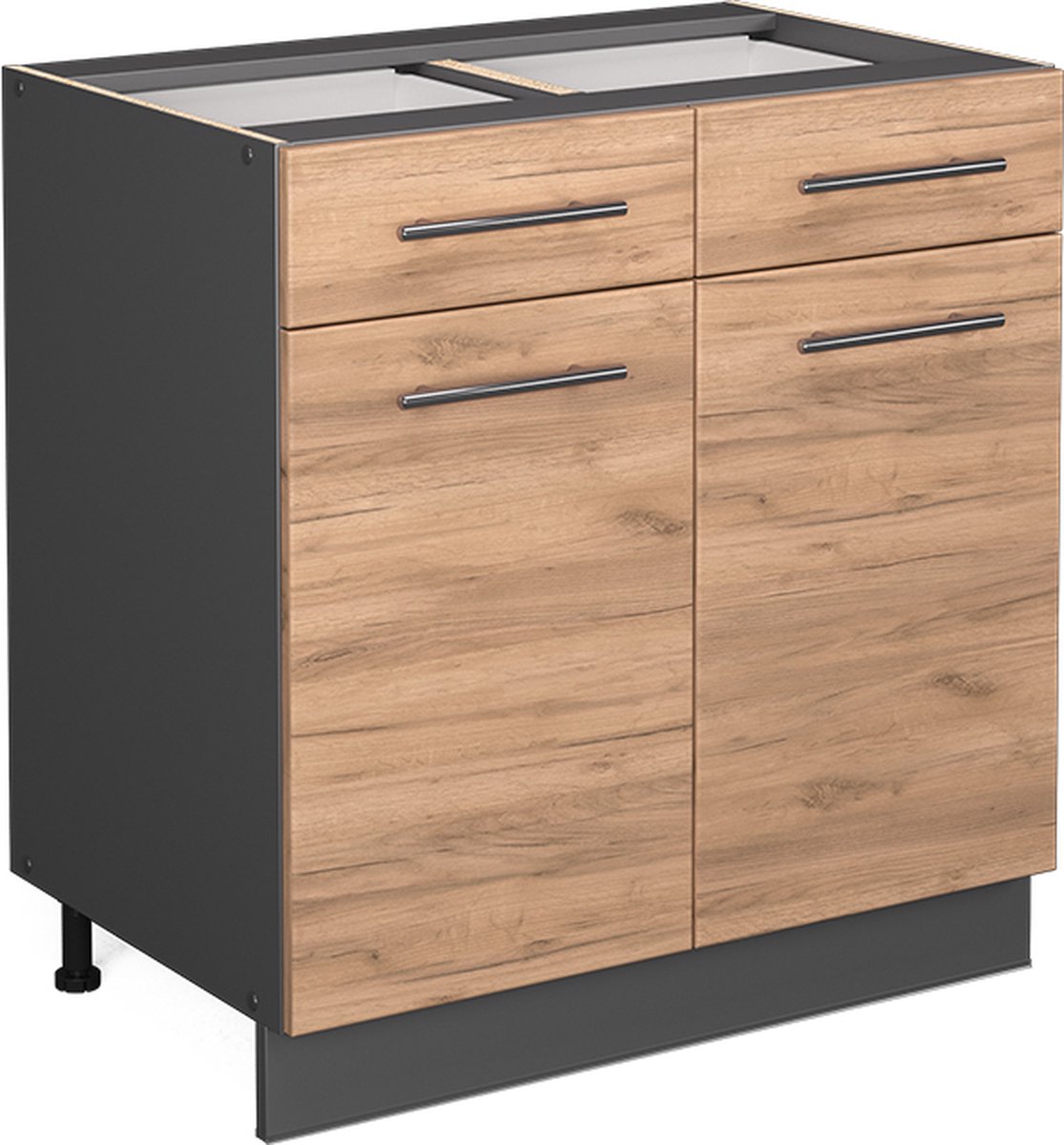 Vicco Fame-Line Keukenonderkast – 80 cm zonder werkblad Krachtige eik goud Goudkleurig Eiken/Antraciet