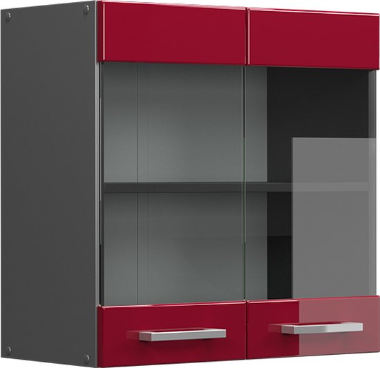 Vicco Hangkast R-Line, Zwart hoogglans/Antraciet, 60 cm Plat | Zwart