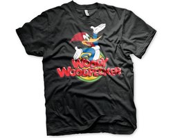 Woody Woodpecker Unisex Tshirt -S- Classic Logo Zwart