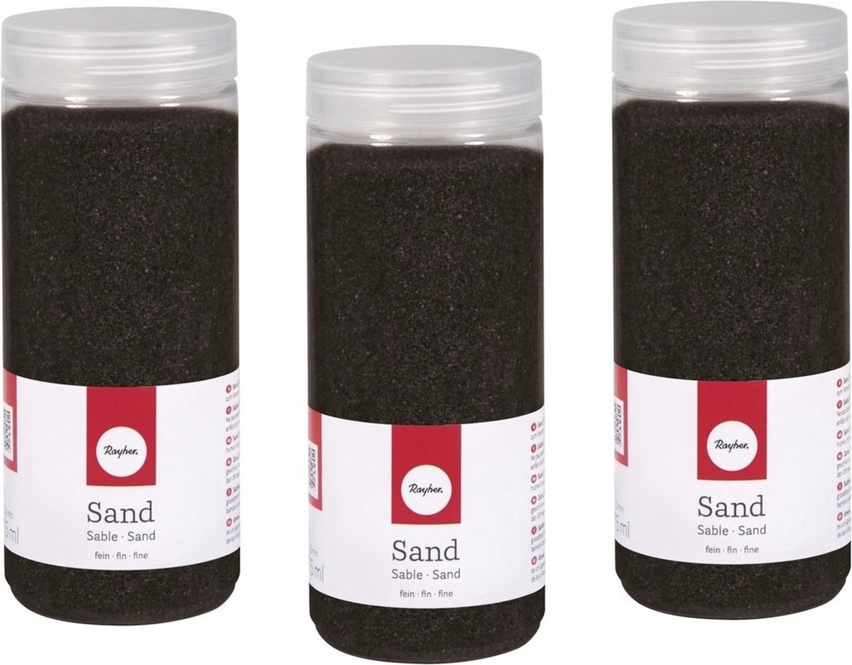 5x pakjes fijn decoratie zand zwart 475 ml