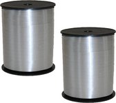 Cadeaulint - 2x rollen - zilver - 5 mm x 500 meter - sierlint - kadolint - linten - Krul linten voor bloemen/ballonnen