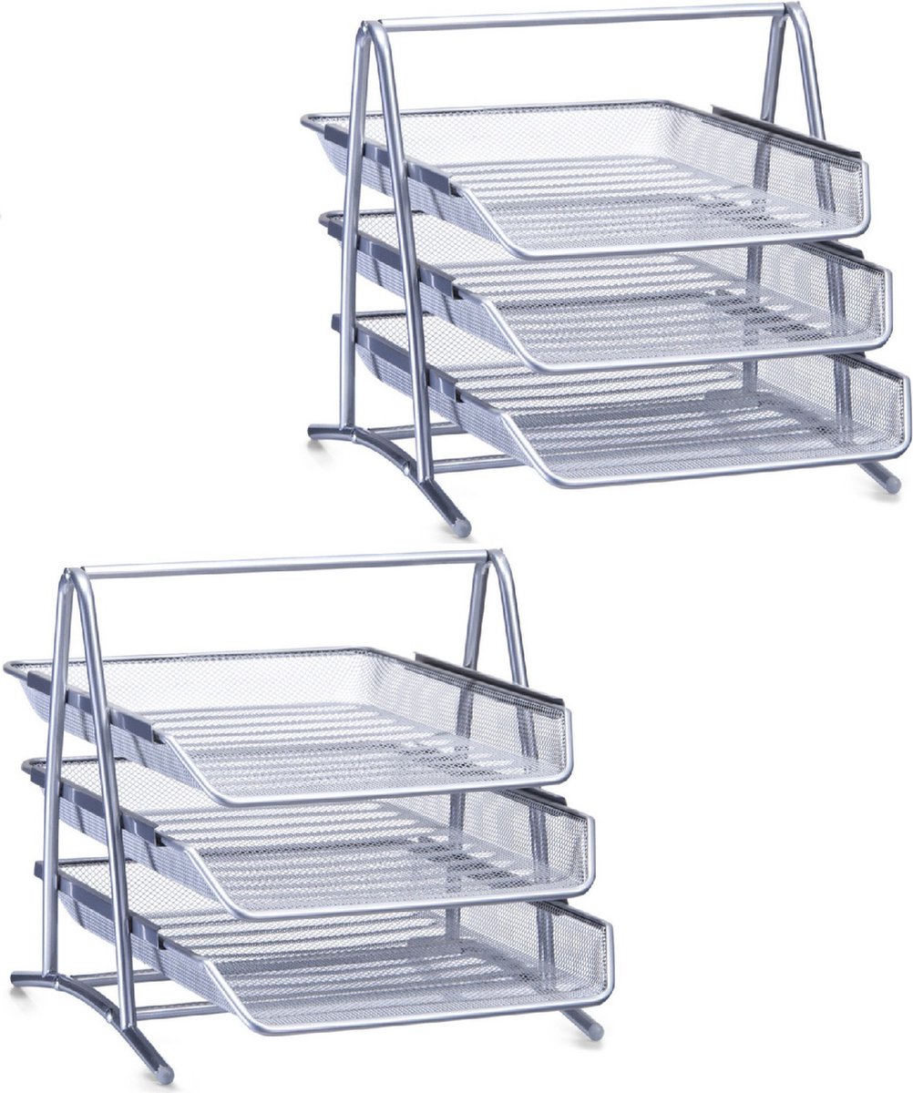 Zeller Brievenbak - 2x - metaal - postbakjes - 35 x 27 cm - sorteerrek - mesh
