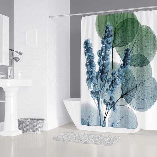 Bonhause Douchegordijn met tropische bladeren, geel, bruin, planten