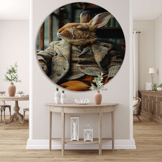 Cercles muraux lapin - Cercles muraux animaux - Cercles muraux Chaise - Tableaux modernes - Peinture - Décoration salon cercle mural forex 80x80 cm