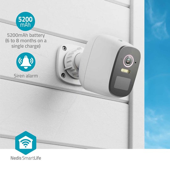 Nedis SmartLife Camera voor Buiten - Wi-Fi - Spotlight - 4MP Quad HD 1440p / 2560x1440 - Pan tilt - IP66 - Max. batterijduur: 10 Maanden - Cloud Opslag (optioneel) / microSD (niet inbegrepen) - 5 V DC van Nedis — afbeelding 4