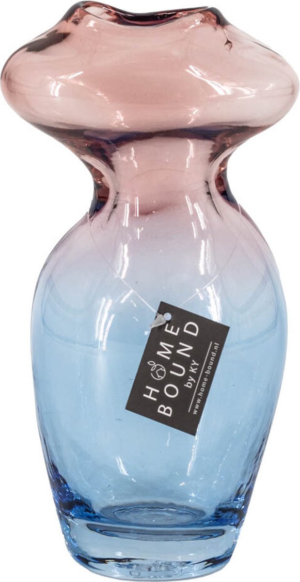 homebound by ky Glazen vaas ombré | 12x9x22,6cm | bloemenvaas ombré Blauw