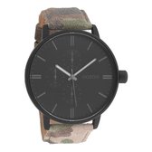 OOZOO Timepieces - Zwarte horloge met camouflage leren band - C10312