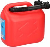 Jerrycan rood voor brandstof - 5 liter - inclusief schenktuit - benzine / diesel