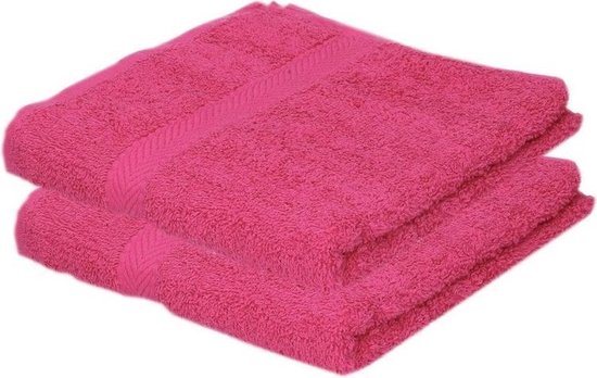 2x Serviettes de luxe rose fuchsia 50 x 90 cm 550 grammes - Serviettes de bain en textile pour salle de bain