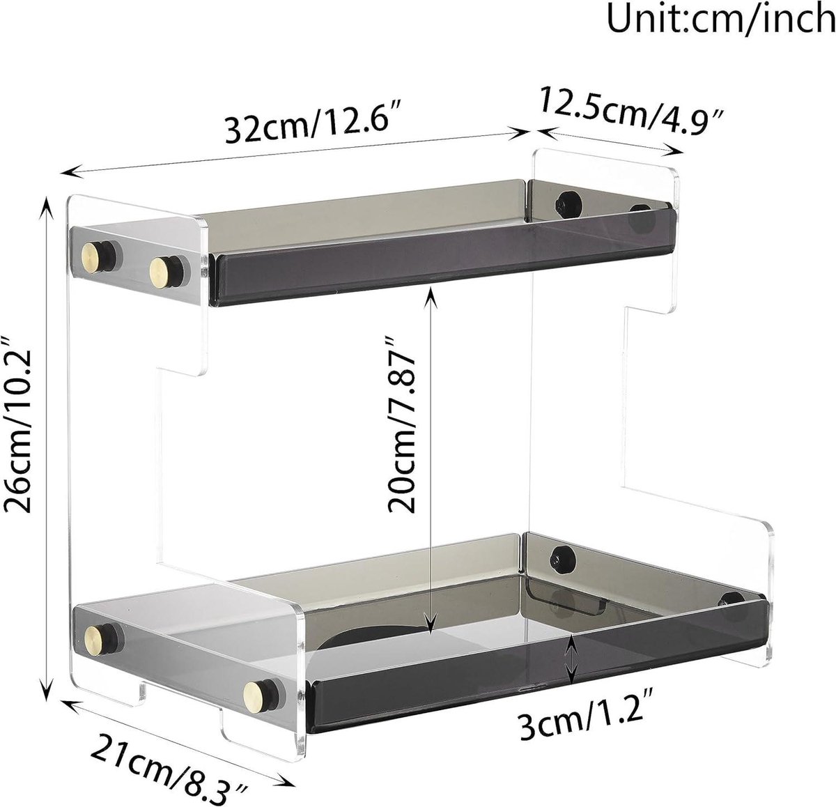 Organisateur De Salle De Bain 2 étages – Métal Doré – Range-bijoux Et Cosmétiques