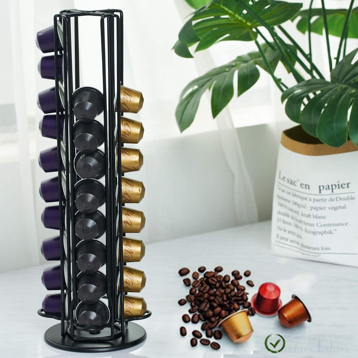 Capsulestandaard draaibare houder voor 40 Nespresso-koffiecapsules Zwart capsulehouder nespresso