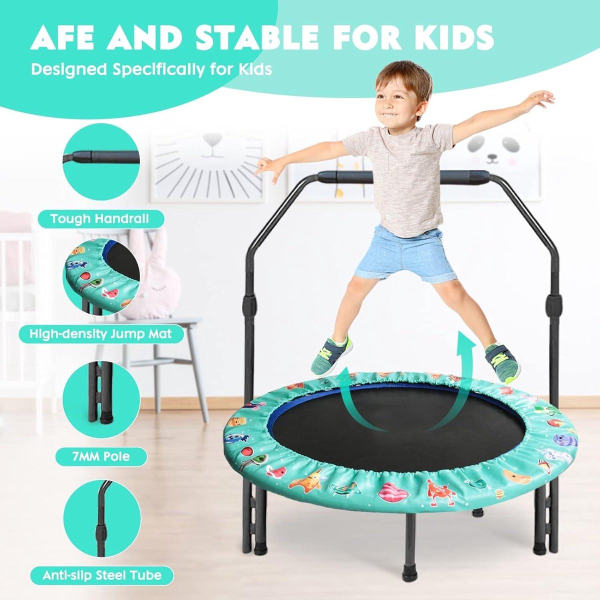 Costway 92 Cm Kindertrampoline Mini Trampoline Met Handvat Opvouwbare