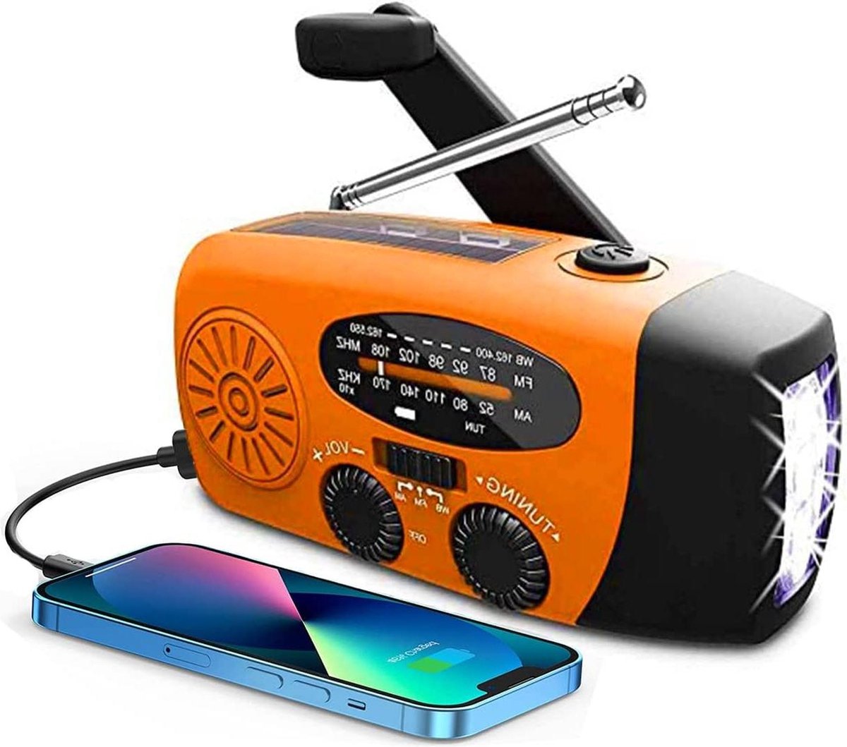 Draagbare Crank Radio Dynamo Radio met AM-FM Emergency Charger 2000mAh Power Bank USB Mobiele Telefoon Charger SOS Alarm