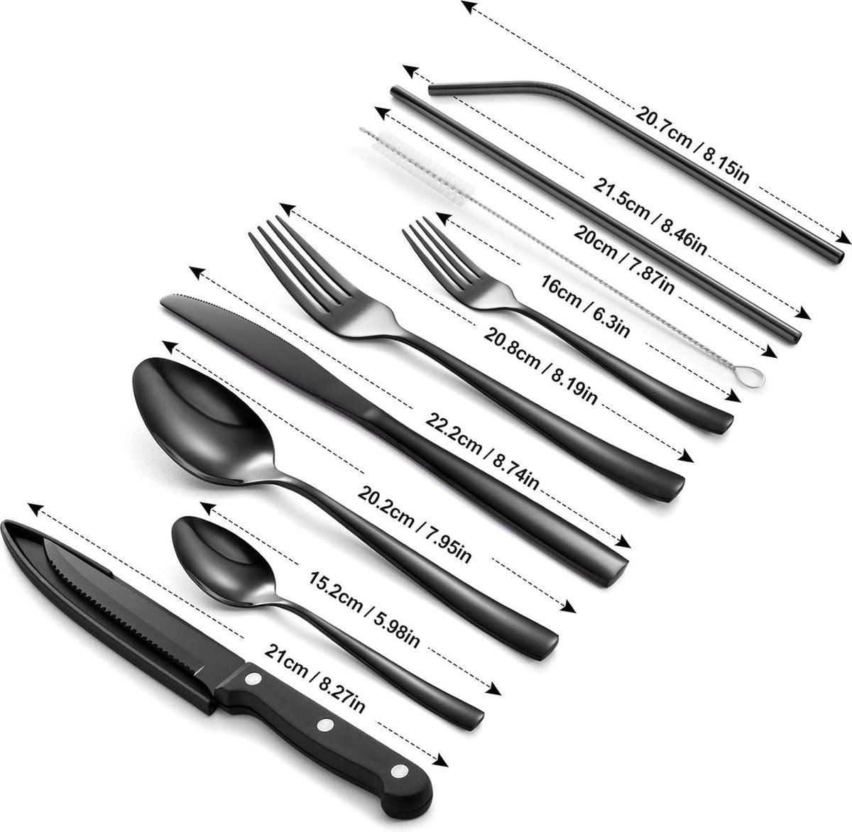 BRAMBLE - 5 Besteksets Draagbaar Herbruikbaar, Reisbestek voor Onderweg met Mes, Vork, Lepel met Etui - Ideaal voor Kinderen en Volwassenen, Picknicks, Kamperen - 5 Kleuren