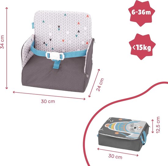 Kinderzitje Yummy Travel Grijs - Badabulle B009408 - veilig en comfortabel van Kinder — afbeelding 4
