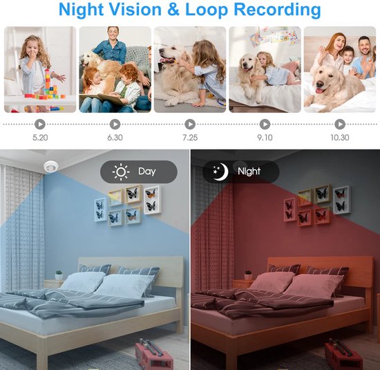 Viatel Rookdetector 1080p WiFi Camera Smoke Detector plafond draadloze camera bewegingsdetectie huisbeveiliging Video Surveillance Remote Monitor (Size : Camera with 32G Card) van Viatel — afbeelding 5