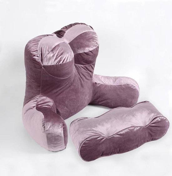 LANPEW Rugkussen voor bed en bank met armleuningen, ergonomisch leeskussen voor volwassenen, ademend, leeszitkussen met afneembare overtrek, voor lezen, werken (rooster geel, 70 x 50 cm