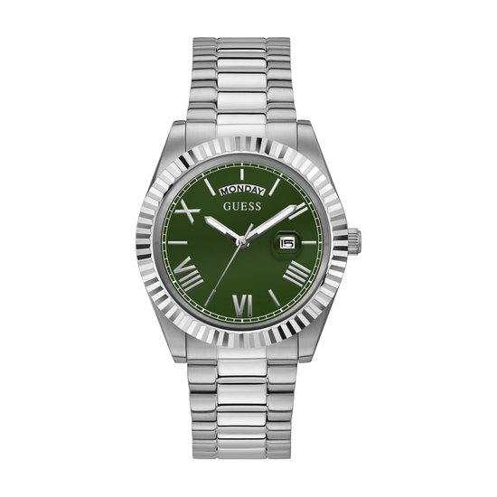 Guess Heren Horloge GW0265G10 Staal Quartz met Groene Wijzerplaat
