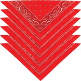 Bandana - 6x - rood - boeren zakdoek - dames/heren - driehoek - cowboy verkleedkleding