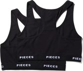 Pieces 2-Pack dames Top - Zonder vulling - S - Zwart.