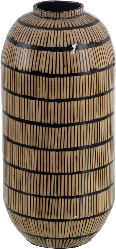 Vaas Zwart Beige Bamboe 23 x 23 x 50 cm
