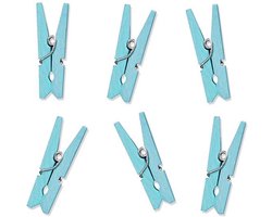Finnacle - Mini knijpers blauw - 24x - Geboorte jongen - 2,5 cm - Voor het ophangen van kaartjes - Handige knijpertjes!