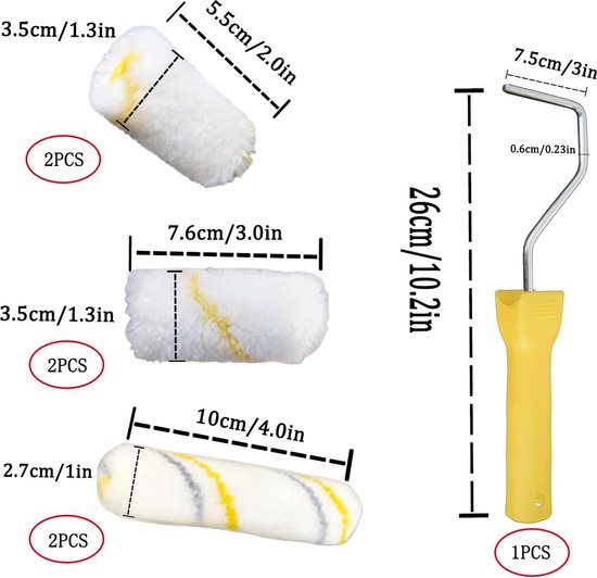 Rouleau De Peinture D'angle Pour Murs De Peinture, 3 Pièces, Kit De