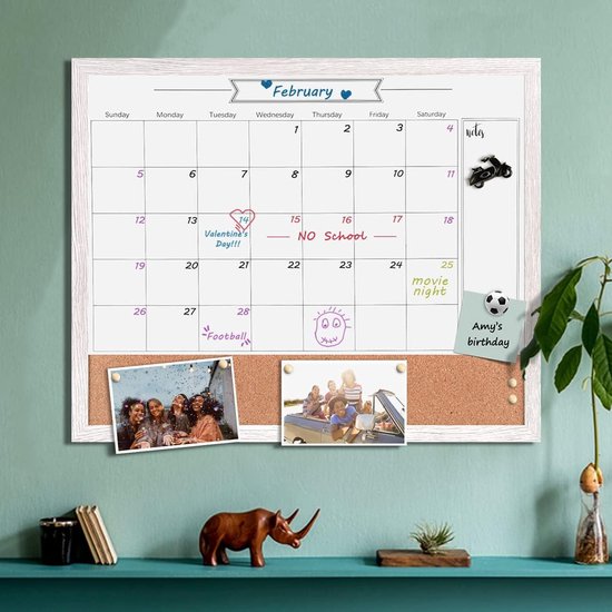 Magnetische whiteboard-kalender en prikbord - 45 cm x 55 cm ...