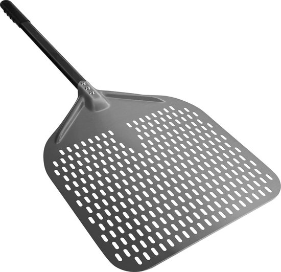 Pizzaschep 30 Cm Hanseküche Geperforeerde Pizzaschep – Hard Geanodiseerd Aluminium, 30x36 Cm, Met Siliconen Handgreep Pizzaschep Set