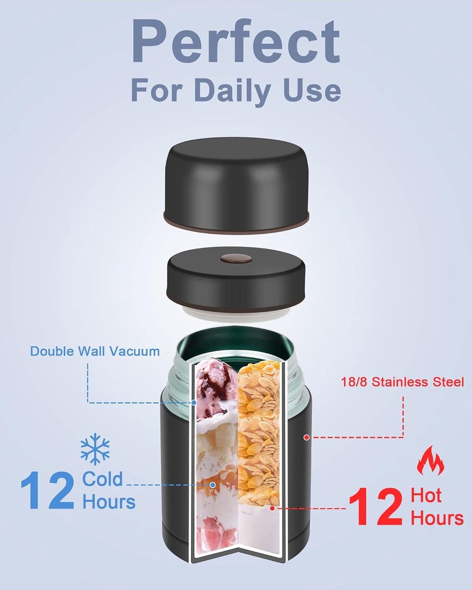Dreamhigh ® Thermobehälter für Essen 800 ml, Edelstahl Warmhaltebehälter Speiseg