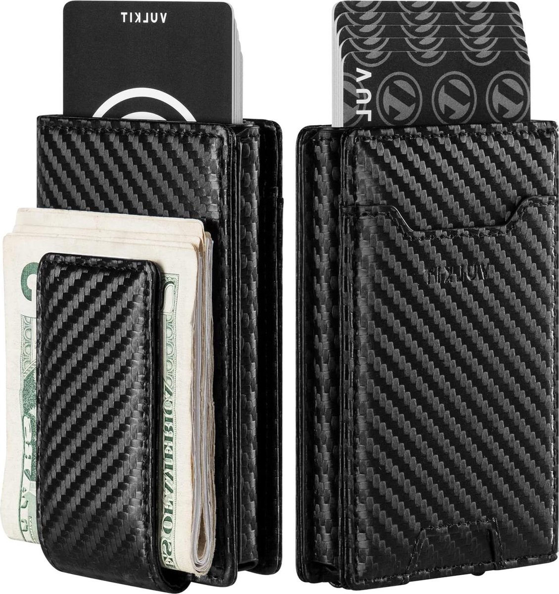 Portefeuille Homme VULKIT Avec Protection RFID - Cuir Microfibre, Fermeture Zippée Et Poche à Pièces
