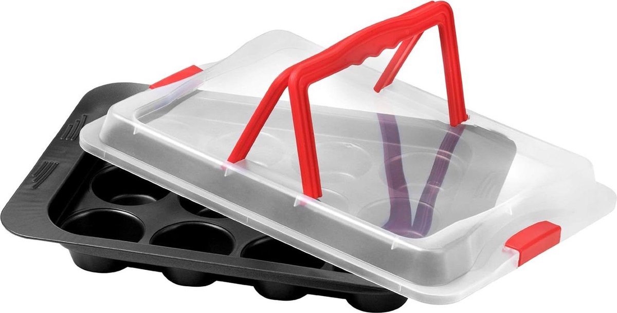 Non-stick muffinplaat voor 12 muffins met draagdeksel - Premier Housewares Muffin tin