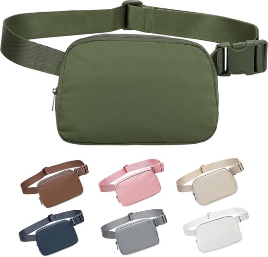 Foto: Heuptas voor dames en heren klein stijlvol everywhere fanny pack met verstelbare riem zwart lulu schoudertas lemen tas voor outdoor fitness wandelen groen