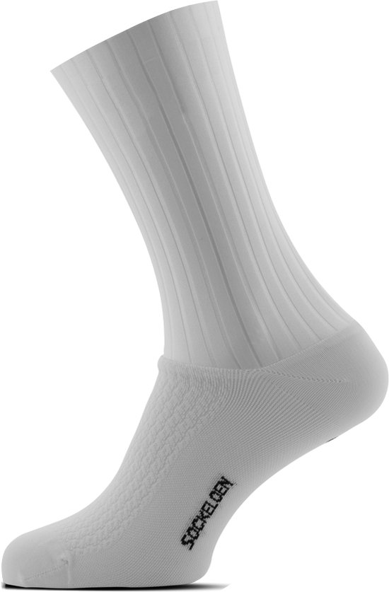 PRIOKNIKO Aero Sokken Voor Fietsen - Anti-Slip Siliconen & Ademend (Wit)