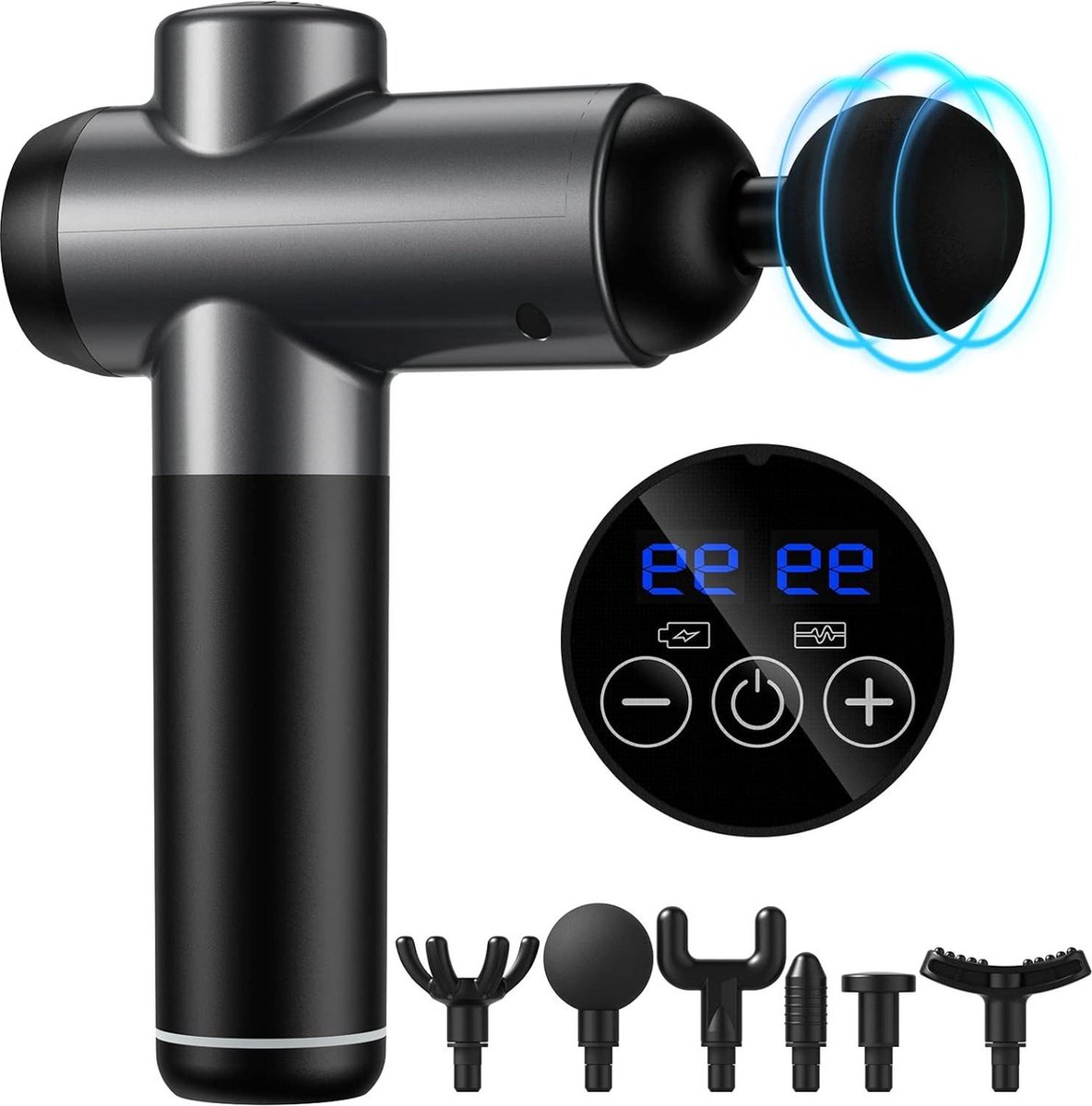 Massage Pistool Spier Massagepistool voor Rug nek en schouder 99 Snelheden Stil Spiermassagepistool met 6 Massagekoppen Handheld Draagbare Krachtige Stimulator voor Spierpijnverlichting