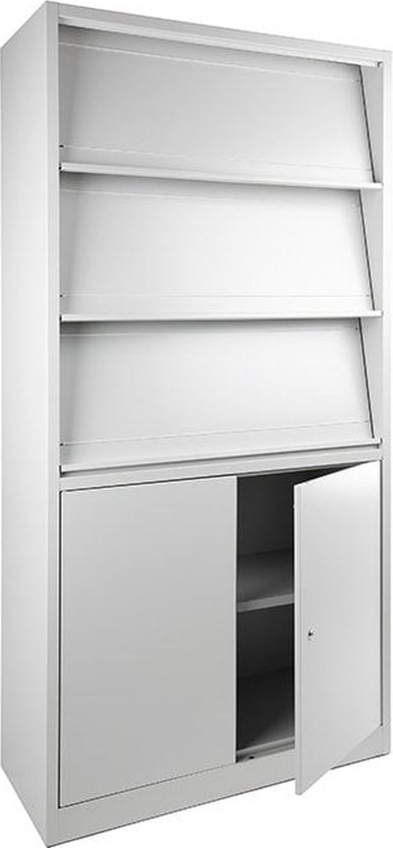 ABC Kantoormeubelen Tijdschriftenkast 195x100x42cm met onderkast Antraciet Antraciet (Ral 7016)