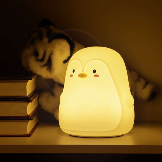 Intirilife nachtlampje voor kinderen met 7 kleuren - Witte pinguïn - 11,5 x 11 x 13 cm - Schattige nachtlamp decoratie gemaakt van siliconen Oplaadbaar met kabel Nachtlampje cadeau van Intirilife — afbeelding 3
