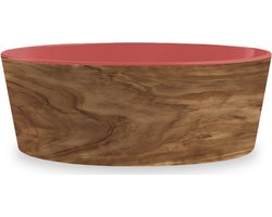 Tarhong voerbak hond olive melamine houtprint / sienna roze - Default Title